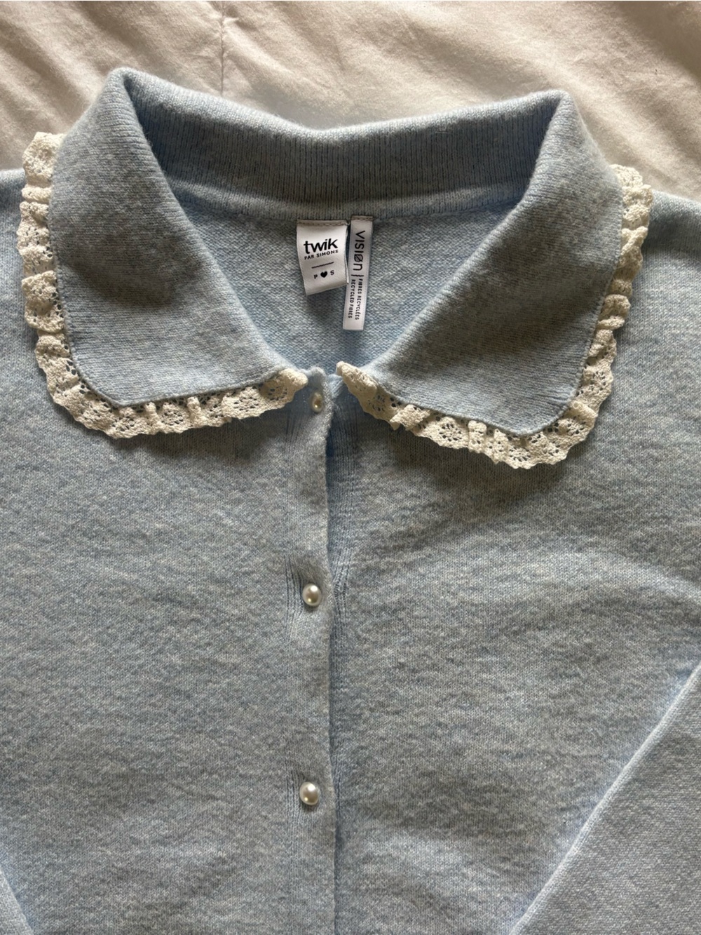 twik Peter Pan Collar Pearl Cardigan - Picture 3 of 5